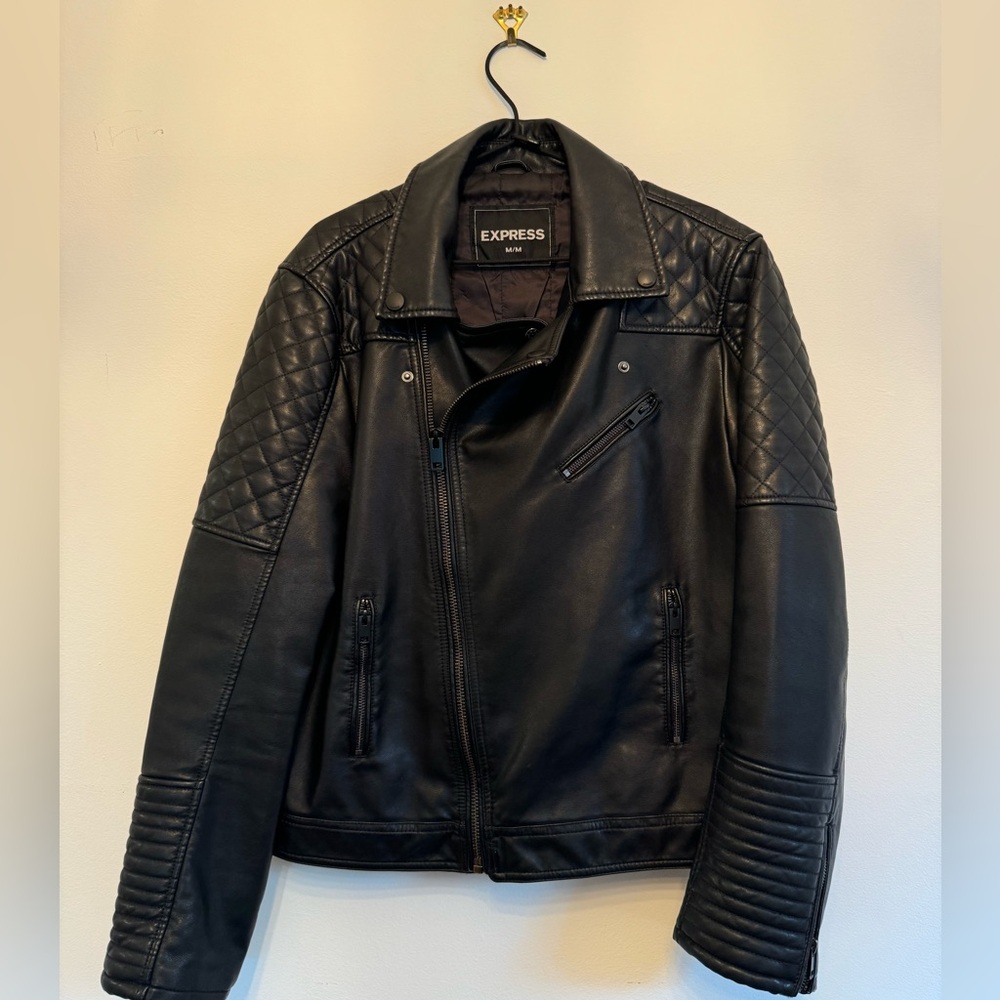 Faux Leather biker jacket. Size Medium. Black